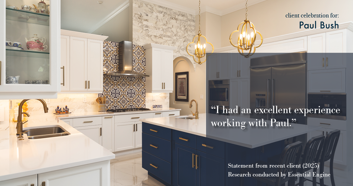 Testimonial for real estate agent Paul Bush with Keller Williams Realty in Plano, TX: "I had an excellent experience working with Paul."