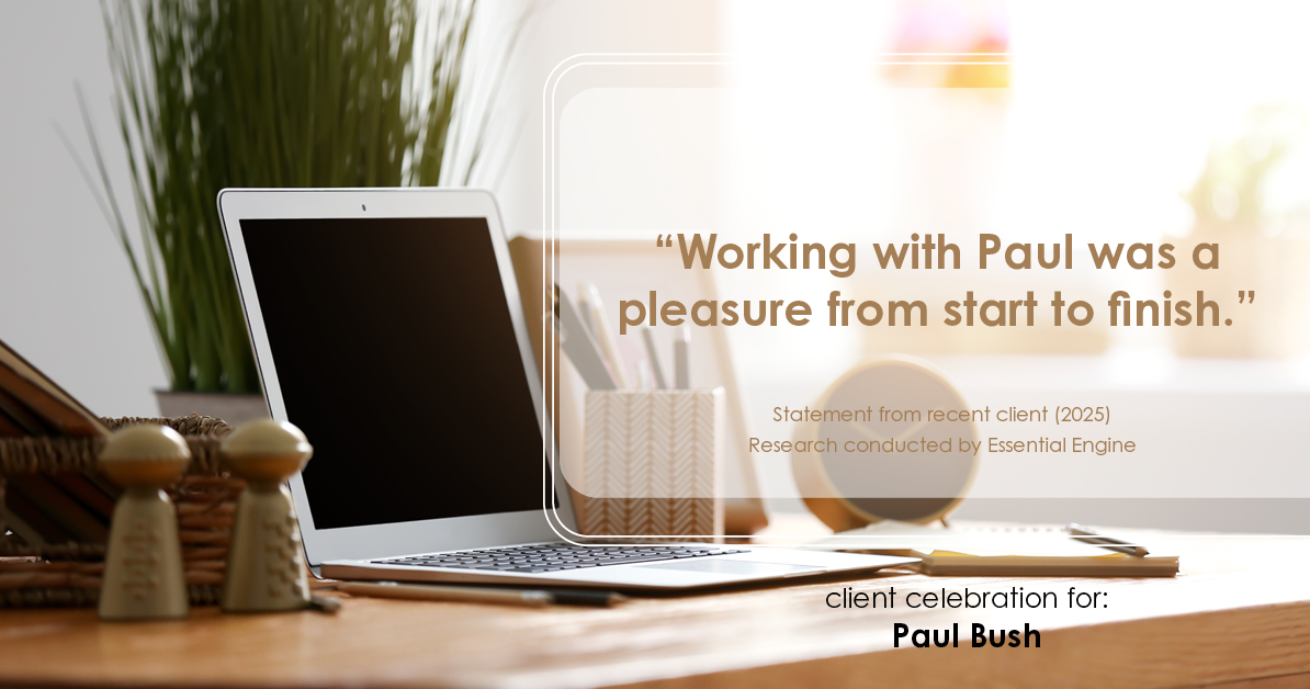 Testimonial for real estate agent Paul Bush with Keller Williams Realty in Plano, TX: "Working with Paul was a pleasure from start to finish."