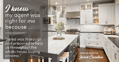 Testimonial for real estate agent Jared Crecelius in Cedar Park, TX: Right Agent: "Jared was thorough and prepared to help us throughout the whole house buying process."
