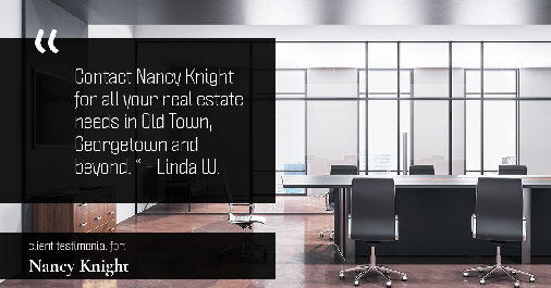 Testimonial for real estate agent Nancy and Jessica Knight in Georgetown, TX: "Do contact Nancy Knight for all your real estate needs in Old Town, Georgetown and beyond. " - Linda W.