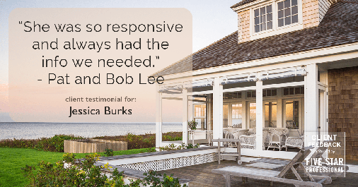 Testimonial for real estate agent Nancy and Jessica Knight in Georgetown, TX: "She was so responsive and always had the info we needed." - Pat and Bob Lee