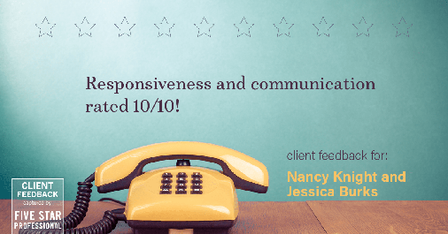 Testimonial for real estate agent Nancy and Jessica Knight in Georgetown, TX: Happiness Meters: Phones (responsiveness and communication)