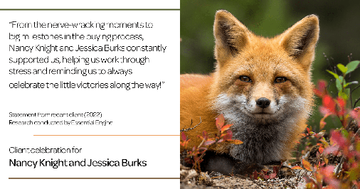 Testimonial for real estate agent Nancy and Jessica Knight in Georgetown, TX: "From the nerve-wracking moments to big milestones in the buying process, Nancy Knight and Jessica Burks constantly supported us, helping us work through stress and reminding us to always celebrate the little victories along the way!"