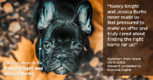 Testimonial for real estate agent Nancy and Jessica Knight in Georgetown, TX: "Nancy Knight and Jessica Burks never made us feel pressured to make an offer and truly cared about finding the right home for us!"