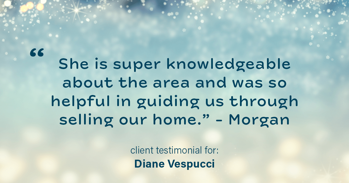 Testimonial for real estate agent Diane Vespucci with REMAX 100 Realty in St Augustine, FL: "She is super knowledgeable about the area and was so helpful in guiding us through selling our home." - Morgan