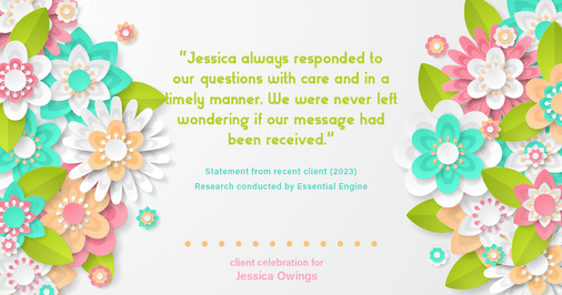 Testimonial for professional Jessica Owings with The Mortgage Network in Carbondale, CO: "Jessica always responded to our questions with care and in a timely manner. We were never left wondering if our message had been received."