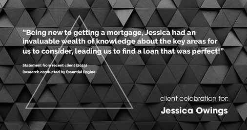Testimonial for professional Jessica Owings with The Mortgage Network in Carbondale, CO: "Being new to getting a mortgage, Jessica had an invaluable wealth of knowledge about the key areas for us to consider, leading us to find a loan that was perfect!"