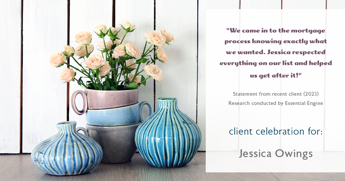 Testimonial for professional Jessica Owings with The Mortgage Network in Carbondale, CO: "We came in to the mortgage process knowing exactly what we wanted. Jessica respected everything on our list and helped us get after it!"
