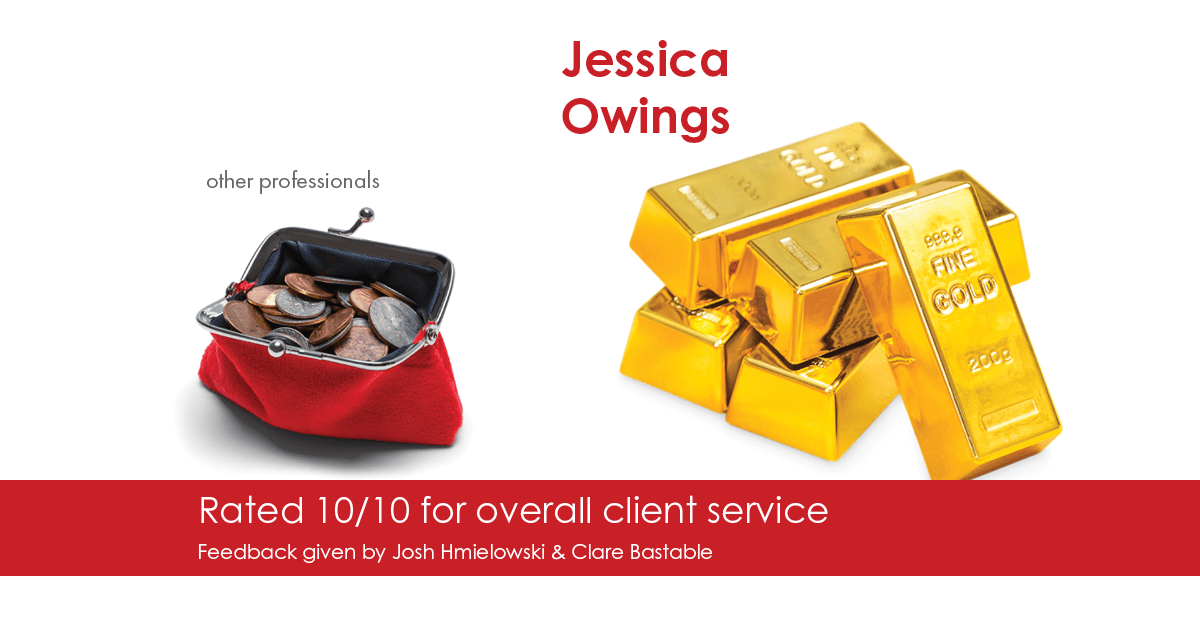 Testimonial for professional Jessica Owings with The Mortgage Network in Carbondale, CO: Happiness Meters: Gold 10/10 (overall client service - Josh Hmielowski & Clare Bastable)