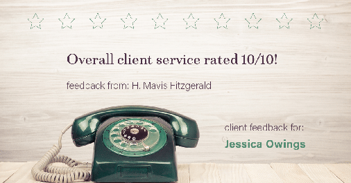 Testimonial for professional Jessica Owings with The Mortgage Network in Carbondale, CO: Happiness Meters: Phones (overall client service - H. Mavis Fitzgerald)