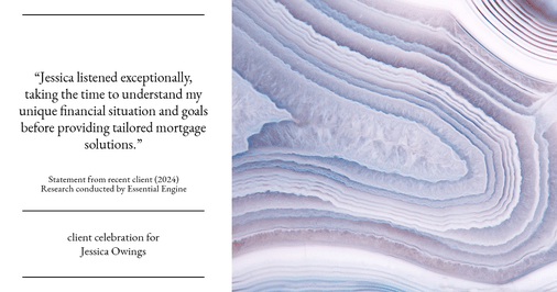Testimonial for professional Jessica Owings with The Mortgage Network in Carbondale, CO: "Jessica listened exceptionally, taking the time to understand my unique financial situation and goals before providing tailored mortgage solutions."