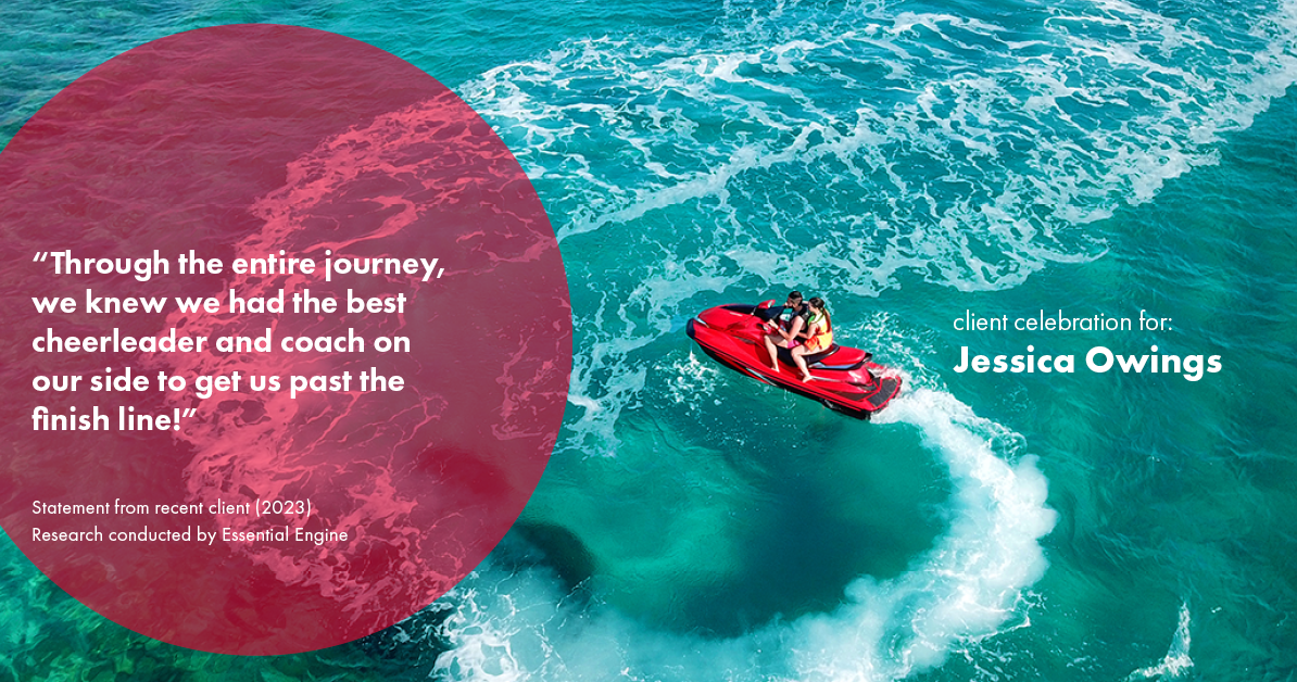 Testimonial for professional Jessica Owings with The Mortgage Network in Carbondale, CO: "Through the entire journey, we knew we had the best cheerleader and coach on our side to get us past the finish line!"