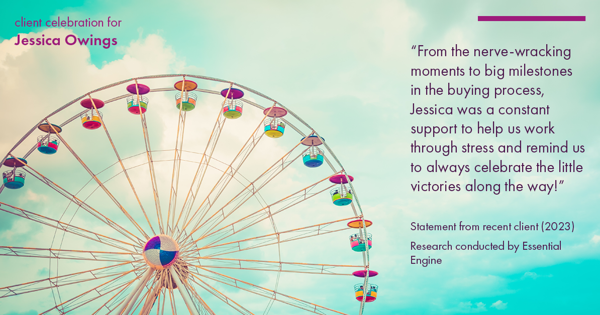 Testimonial for professional Jessica Owings with The Mortgage Network in Carbondale, CO: "From the nerve-wracking moments to big milestones in the buying process, Jessica was a constant support to help us work through stress and remind us to always celebrate the little victories along the way!"
