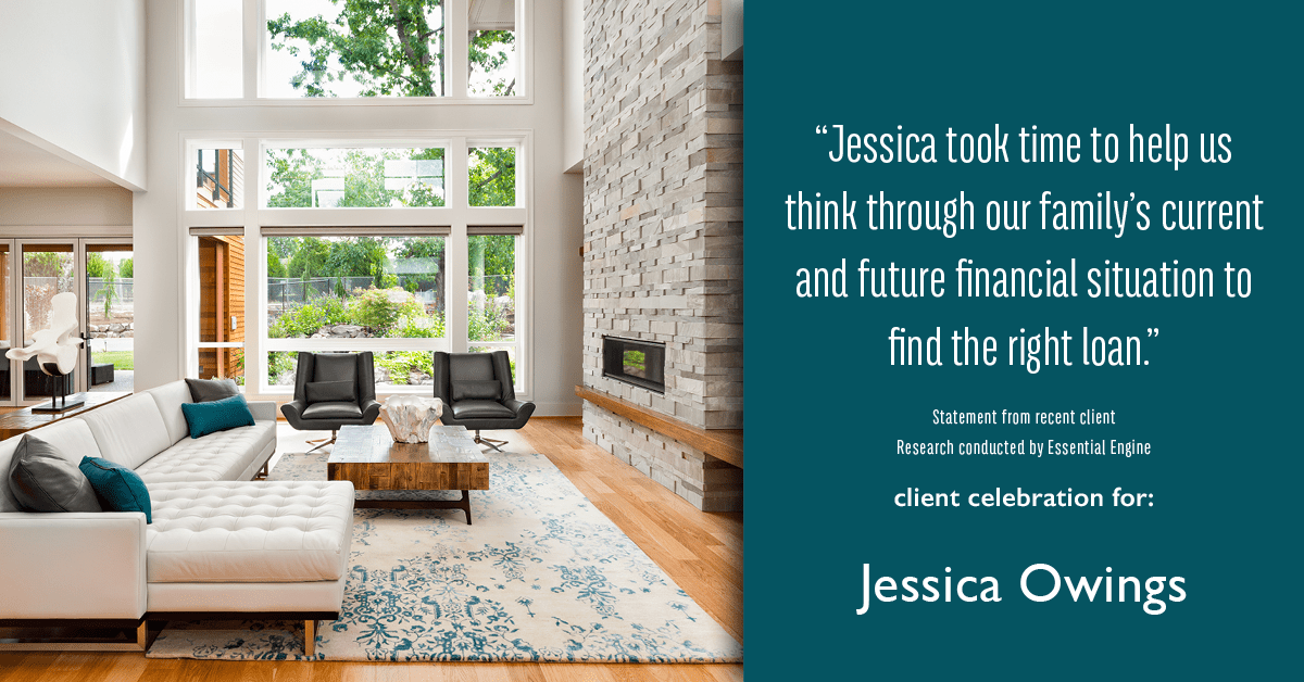 Testimonial for professional Jessica Owings with The Mortgage Network in Carbondale, CO: "Jessica took time to help us think through our family's current and future financial situation to find the right loan."