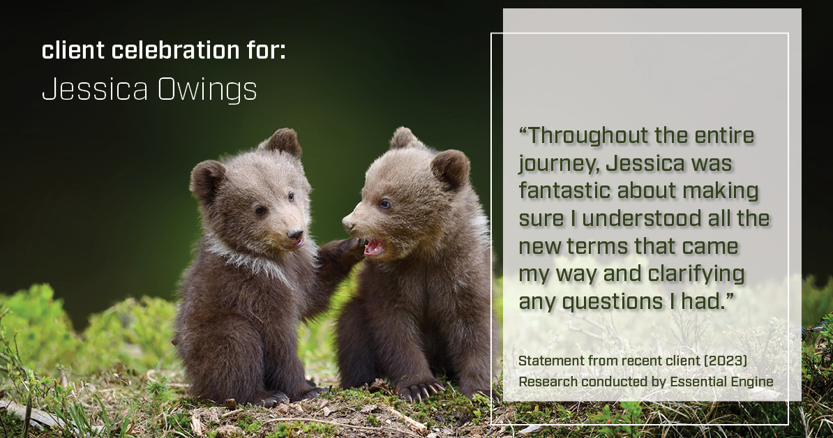 Testimonial for professional Jessica Owings with The Mortgage Network in Carbondale, CO: "Throughout the entire journey, Jessica was fantastic about making sure I understood all the new terms that came my way and clarifying any questions I had."