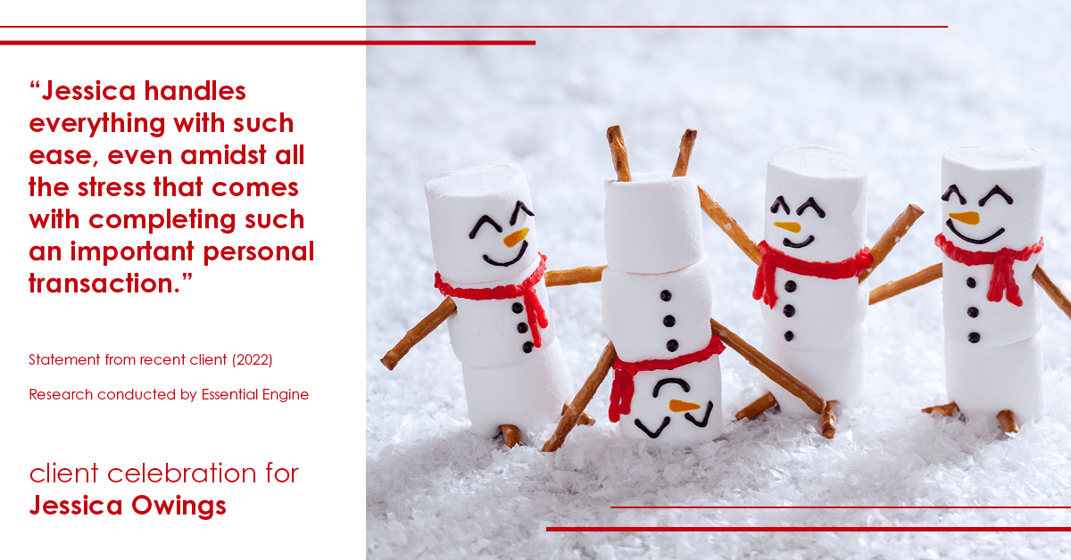 Testimonial for professional Jessica Owings with The Mortgage Network in Carbondale, CO: "Jessica handles everything with such ease, even amidst all the stress that comes with completing such an important personal transaction."