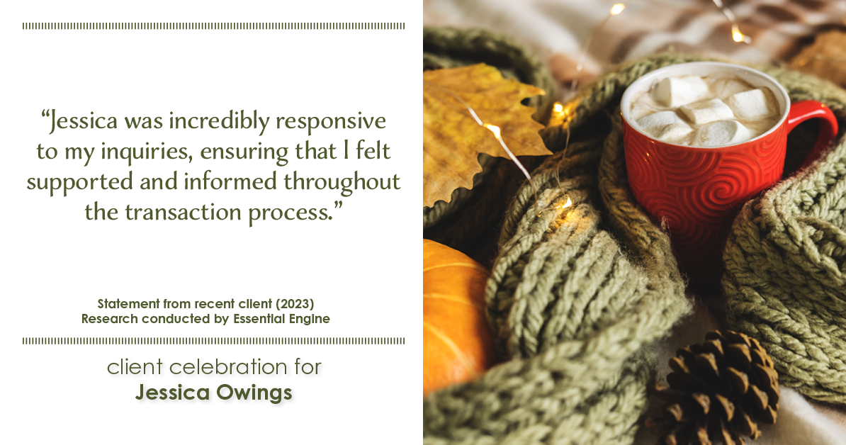 Testimonial for professional Jessica Owings with The Mortgage Network in Carbondale, CO: "Jessica was incredibly responsive to my inquiries, ensuring that I felt supported and informed throughout the transaction process."