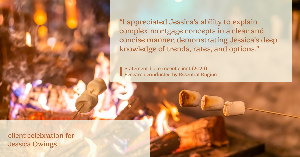 Testimonial for professional Jessica Owings with The Mortgage Network in Carbondale, CO: "I appreciated Jessica's ability to explain complex mortgage concepts in a clear and concise manner, demonstrating Jessica's deep knowledge of trends, rates, and options."