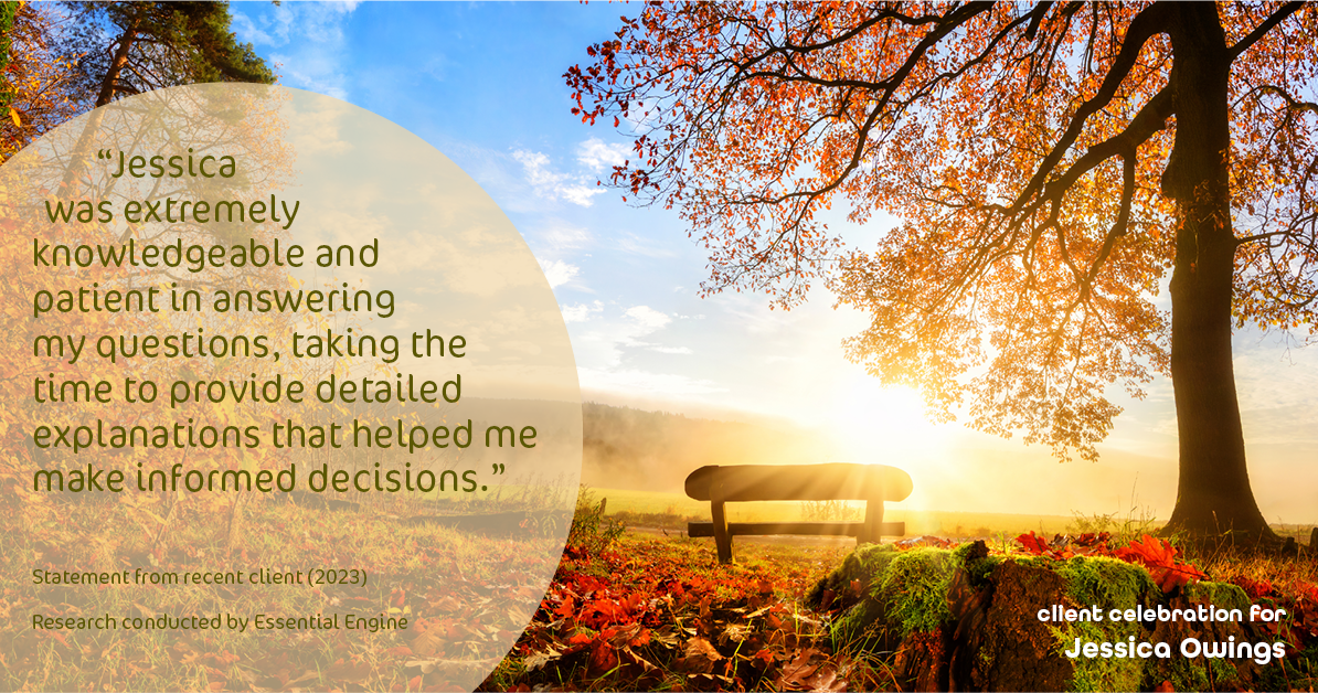Testimonial for professional Jessica Owings with The Mortgage Network in Carbondale, CO: "Jessica was extremely knowledgeable and patient in answering my questions, taking the time to provide detailed explanations that helped me make informed decisions."