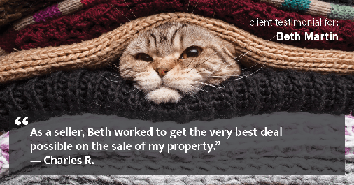 Testimonial for real estate agent Elizabeth Martin in Brighton, CO: "As a seller, Beth worked to get the very best deal possible on the sale of my property." - Charles R.