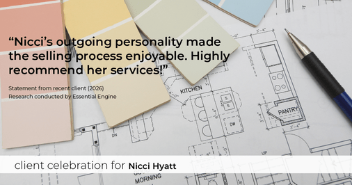 Testimonial for real estate agent Nicci Hyatt with LoKation Real Estate Colorado in Denver, CO: "Nicci's outgoing personality made the selling process enjoyable. Highly recommend her services!"