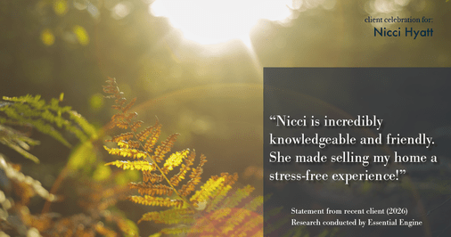 Testimonial for real estate agent Nicci Hyatt with LoKation Real Estate Colorado in Denver, CO: "Nicci is incredibly knowledgeable and friendly. She made selling my home a stress-free experience!"