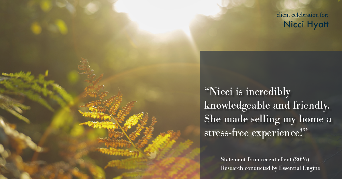 Testimonial for real estate agent Nicci Hyatt with LoKation Real Estate Colorado in Denver, CO: "Nicci is incredibly knowledgeable and friendly. She made selling my home a stress-free experience!"