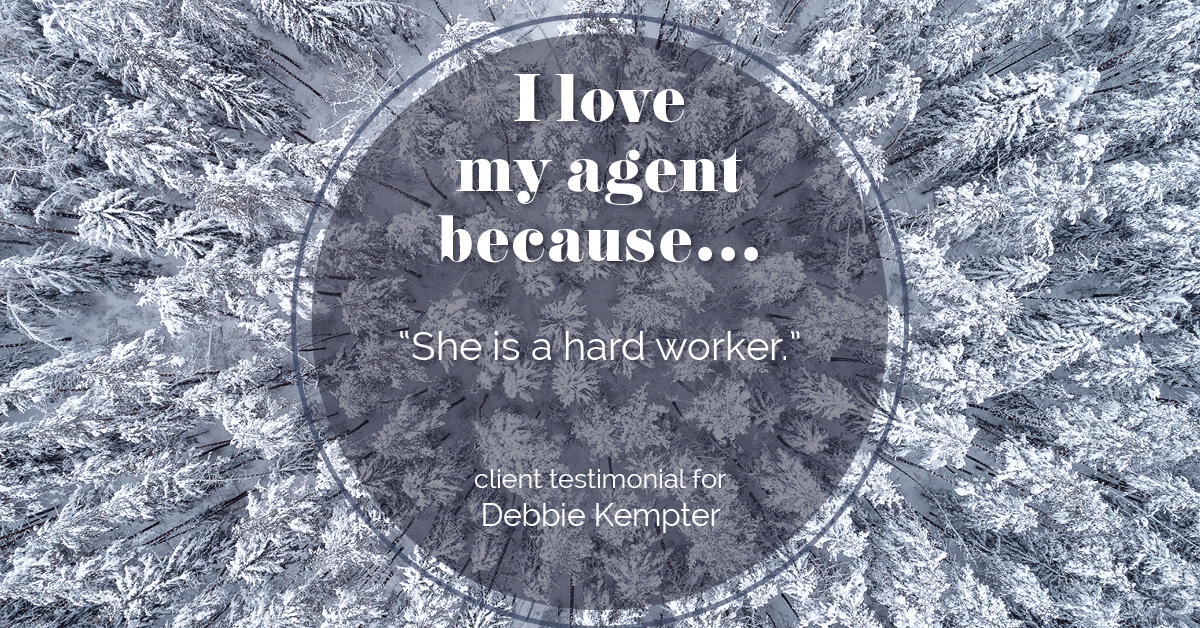 Testimonial for real estate agent Debbie Kempter with ProStead Realty in , : Love My Agent: "She is a hard worker."
