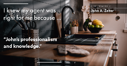 Testimonial for real estate agent John Zeiter in Greenbrae, CA: Right Agent: "John's professionalism and knowledge."