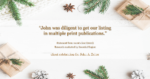 Testimonial for real estate agent John Zeiter in Greenbrae, CA: "John was diligent to get our listing in multiple print publications."