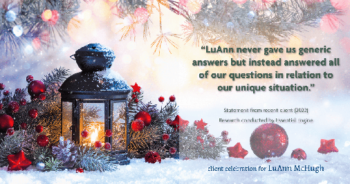 Testimonial for real estate agent LuAnn McHugh in Coatesville, PA: "LuAnn never gave us generic answers but instead answered all of our questions in relation to our unique situation."