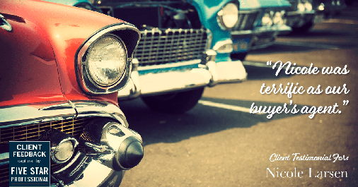 Testimonial for real estate agent Nicole Larsen in Burien, WA: "Nicole was terrific as our buyer's agent."