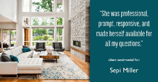 Testimonial for real estate agent Sepi Miller with CB in Pittsburgh, PA: "She was professional, prompt, responsive, and made herself available for all my questions."