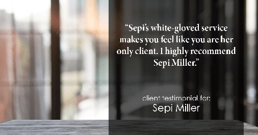 Testimonial for real estate agent Sepi Miller with CB in Pittsburgh, PA: "Sepi's white-gloved service makes you feel like you are her only client. I highly recommend Sepi Miller."