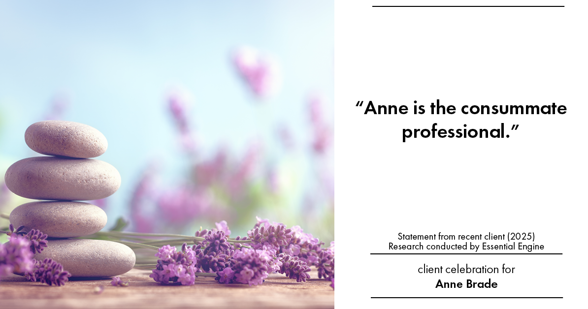 Testimonial for real estate agent Anne Brade in , : “Anne is the consummate professional.”
