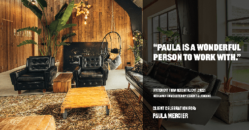 Testimonial for mortgage professional Paula Mercier with Sojourn Mortgage Company LLC in West Hartford, CT: "Paula is a wonderful person to work with."