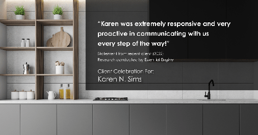Testimonial for real estate agent Karen Sims in Jersey City, NJ: "Karen was extremely responsive and very proactive in communicating with us every step of the way!"