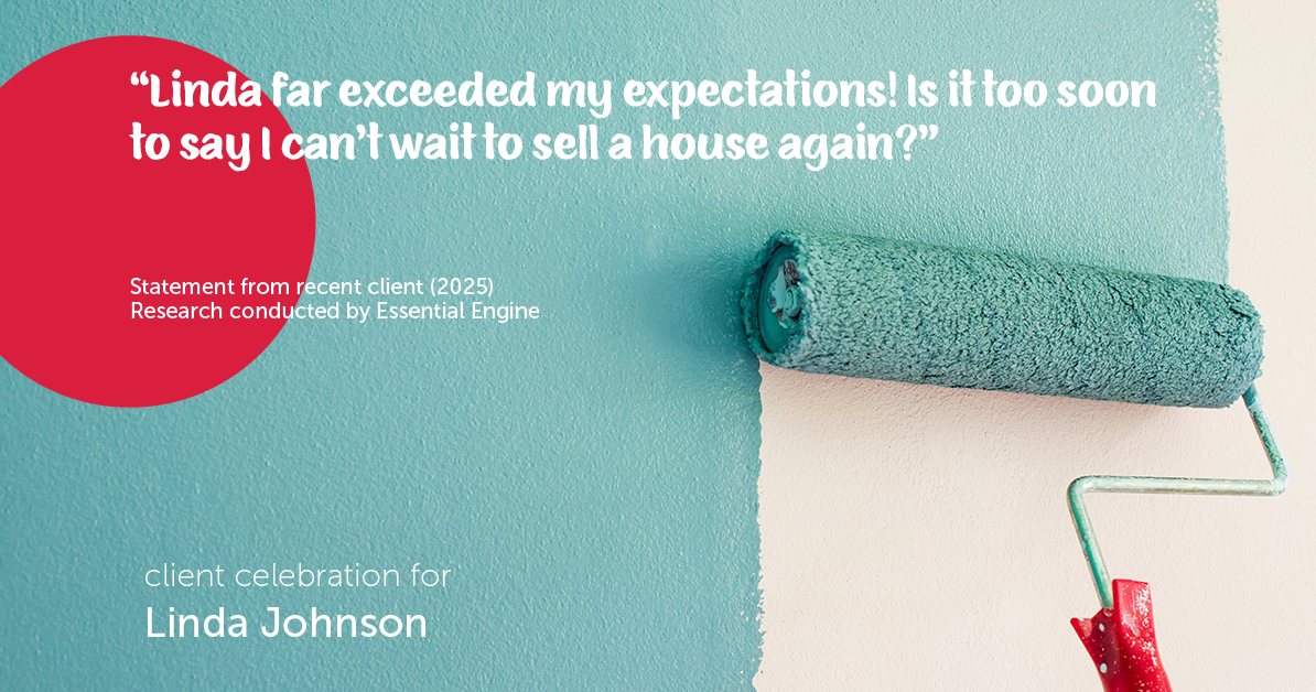 Testimonial for real estate agent Linda Johnson in West Hartford, CT: "Linda far exceeded my expectations! Is it too soon to say I can't wait to sell a house again?"