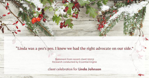 Testimonial for real estate agent Linda Johnson in West Hartford, CT: "Linda was a pro’s pro. I knew we had the right advocate on our side."
