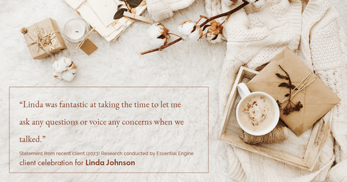 Testimonial for real estate agent Linda Johnson in West Hartford, CT: "Linda was fantastic at taking the time to let me ask any questions or voice any concerns when we talked."