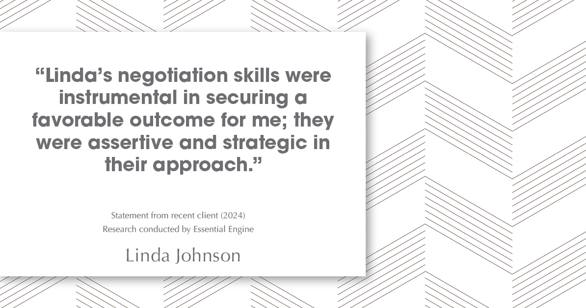 Testimonial for real estate agent Linda Johnson in West Hartford, CT: "Linda's negotiation skills were instrumental in securing a favorable outcome for me; they were assertive and strategic in their approach."
