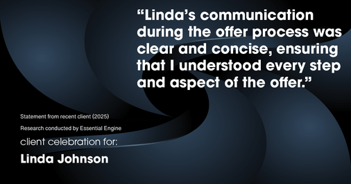 Testimonial for real estate agent Linda Johnson in West Hartford, CT: "Linda's communication during the offer process was clear and concise, ensuring that I understood every step and aspect of the offer."