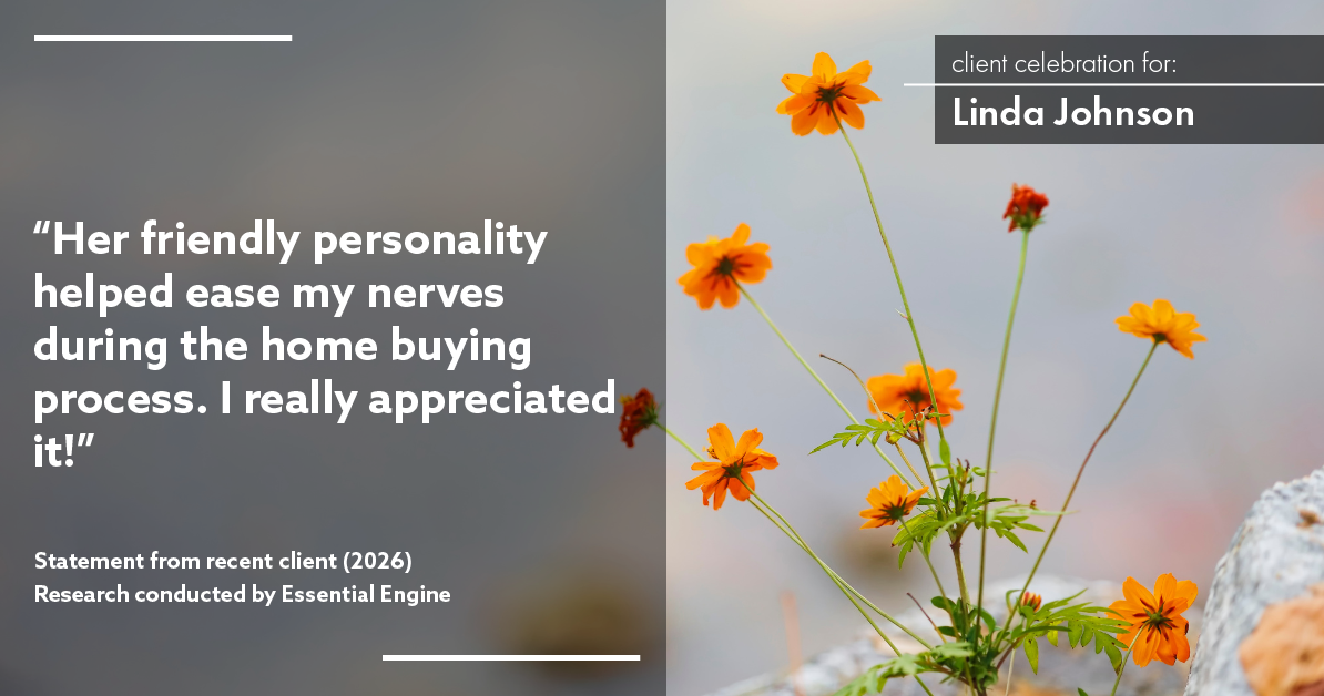 Testimonial for real estate agent Linda Johnson with Century 21 Allpoints in West Hartford, CT: "Her friendly personality helped ease my nerves during the home buying process. I really appreciated it!"
