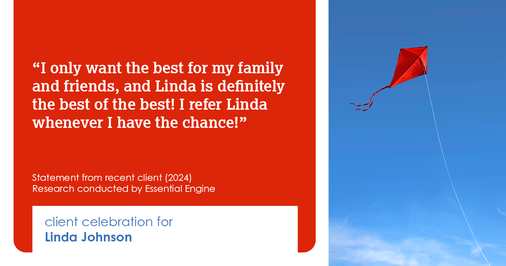 Testimonial for real estate agent Linda Johnson in West Hartford, CT: "I only want the best for my family and friends, and Linda is definitely the best of the best! I refer Linda whenever I have the chance!"