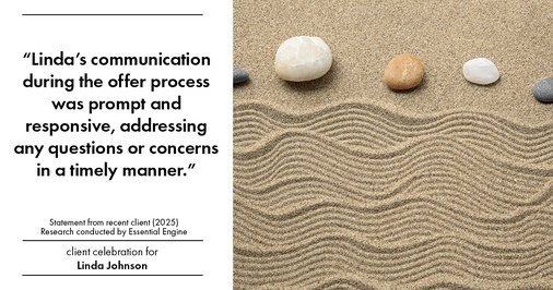 Testimonial for real estate agent Linda Johnson in West Hartford, CT: "Linda's communication during the offer process was prompt and responsive, addressing any questions or concerns in a timely manner."
