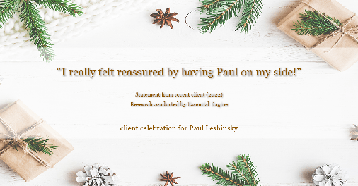 Testimonial for insurance professional Paul Leshinsky with PDL Insurance Agency in Montvale, NJ: "I really felt reassured by having Paul on my side!"