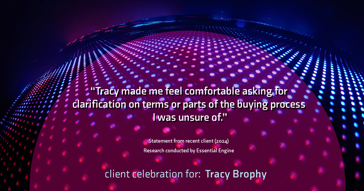 Testimonial for real estate agent Tracy Brophy with Keller Williams Portland Premiere Realty in Portland, OR: "Tracy made me feel comfortable asking for clarification on terms or parts of the buying process I was unsure of."