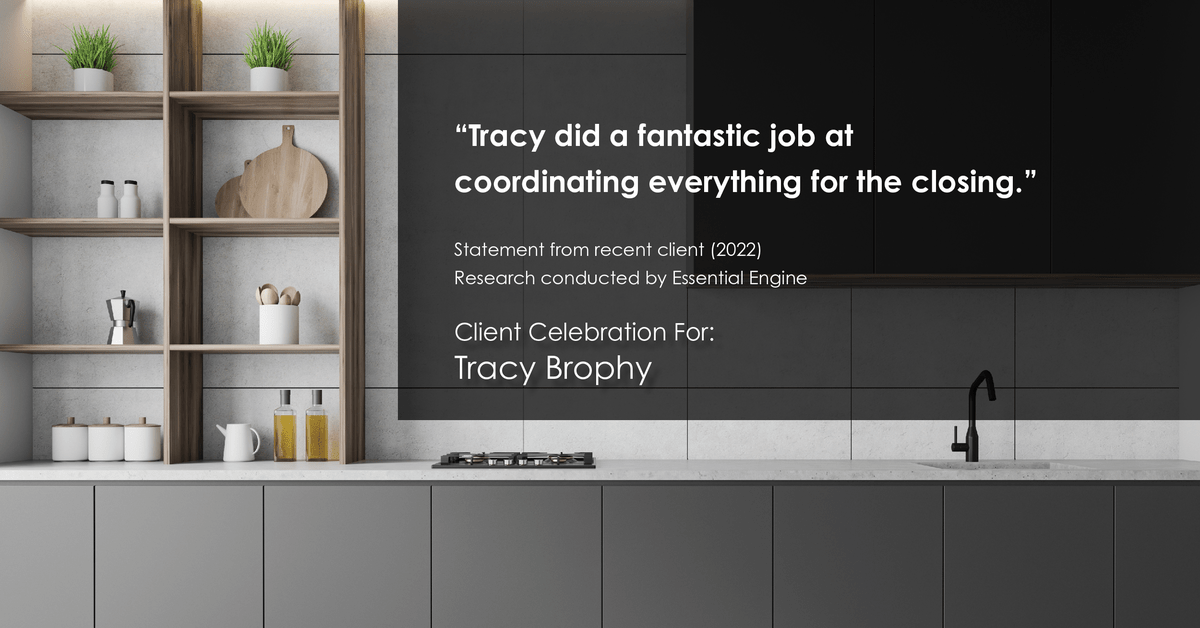 Testimonial for real estate agent Tracy Brophy with Keller Williams Portland Premiere Realty in Portland, OR: "Tracy did a fantastic job at coordinating everything for the closing."