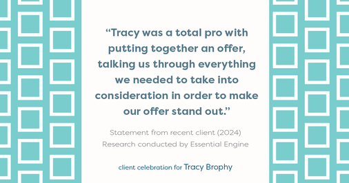 Testimonial for real estate agent Tracy Brophy with Keller Williams Portland Premiere Realty in Portland, OR: "Tracy was a total pro with putting together an offer, talking us through everything we needed to take into consideration in order to make our offer stand out."