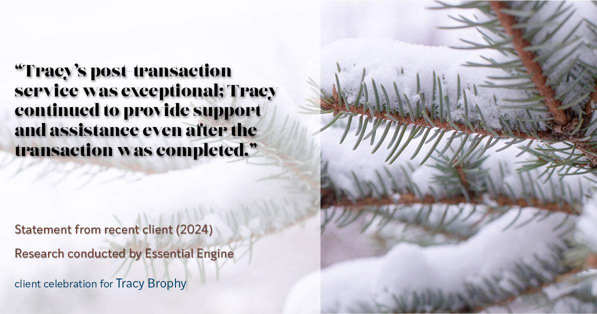 Testimonial for real estate agent Tracy Brophy with Keller Williams Portland Premiere Realty in Portland, OR: "Tracy's post-transaction service was exceptional; Tracy continued to provide support and assistance even after the transaction was completed."